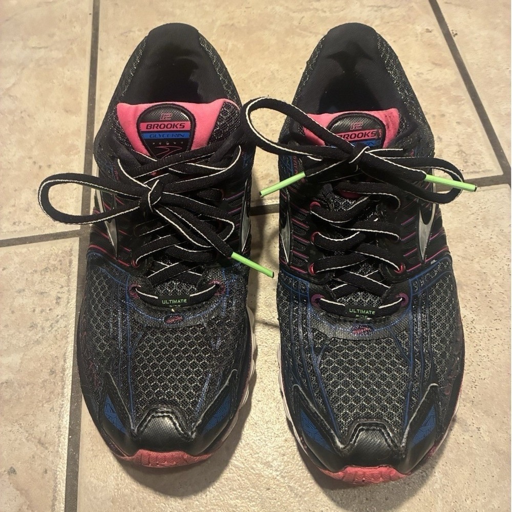 Brooks Glycerin 12 Running Shoes Women's Size 8 Black/Pink Gym